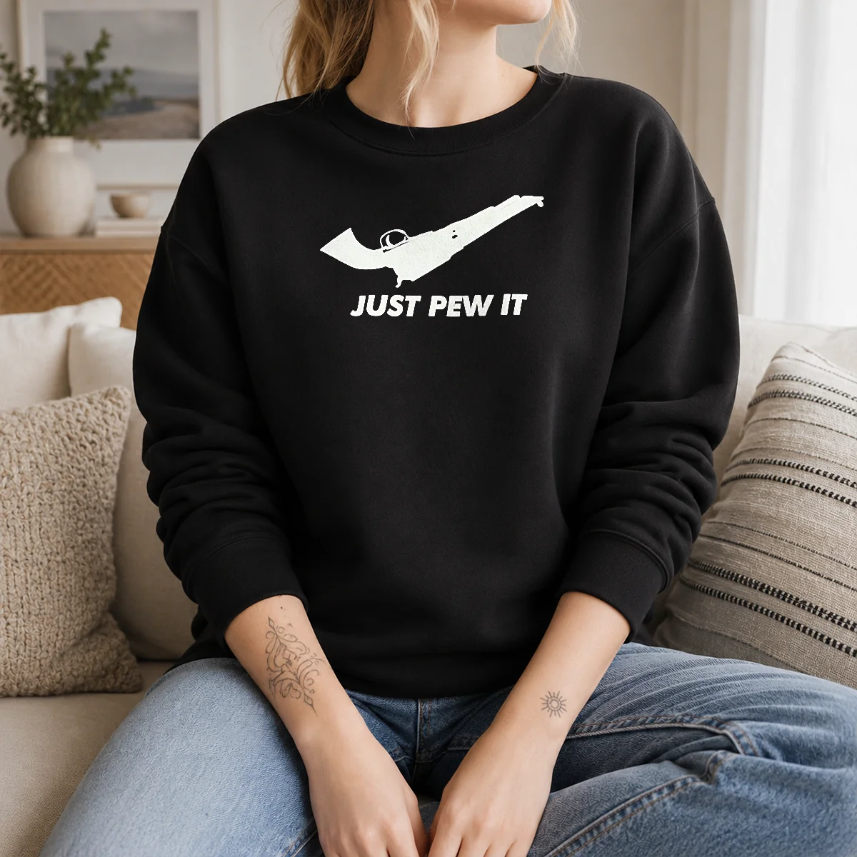 Funny Just Pew It Gun Firearm Pistol Shooting Shirt - Image 6
