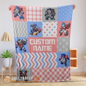 Top Cute Chibi Optimus Prime Transformers Pattern Blanket Fleece Customized Blanket