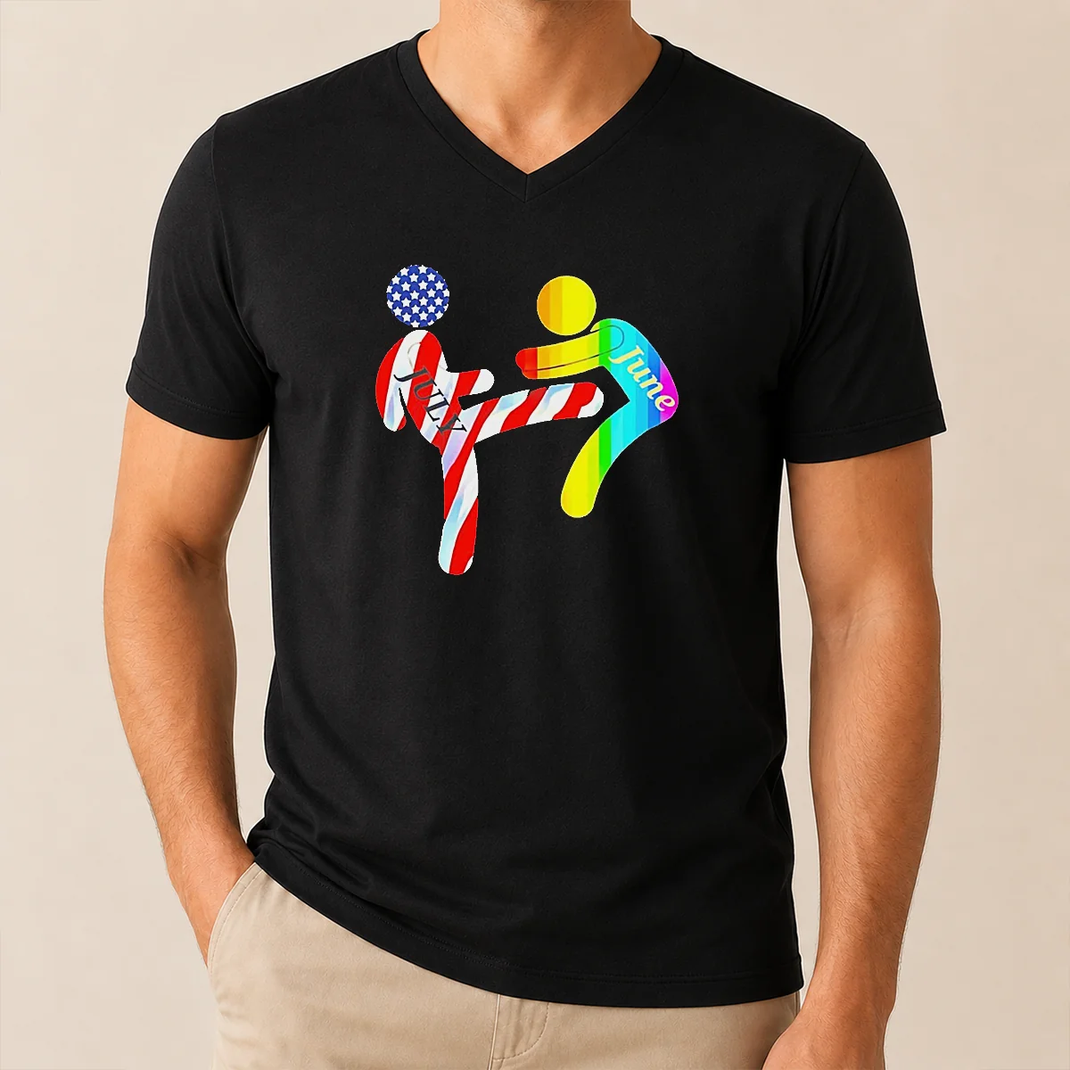 Premium July Independence Kick June Pride Month Shirt - Image 2