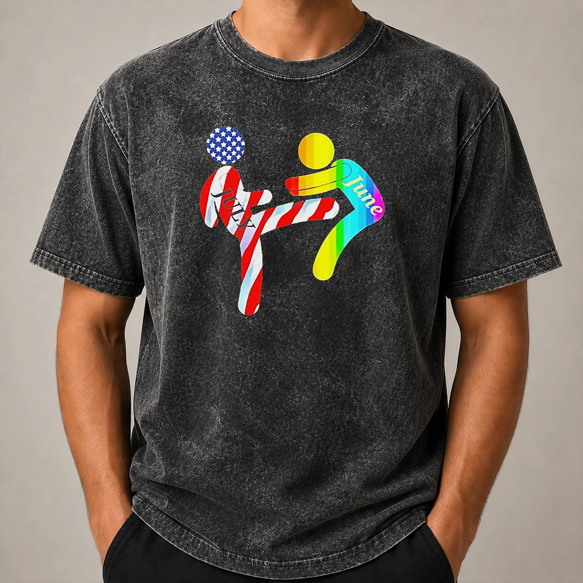 Premium July Independence Kick June Pride Month Shirt - Image 8