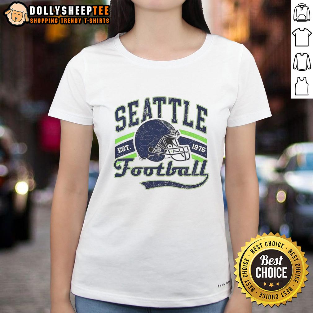 Nice Seattle Seahawks Super Bowl LX Helmet Est 1976 Retro T-Shirt - Image 3