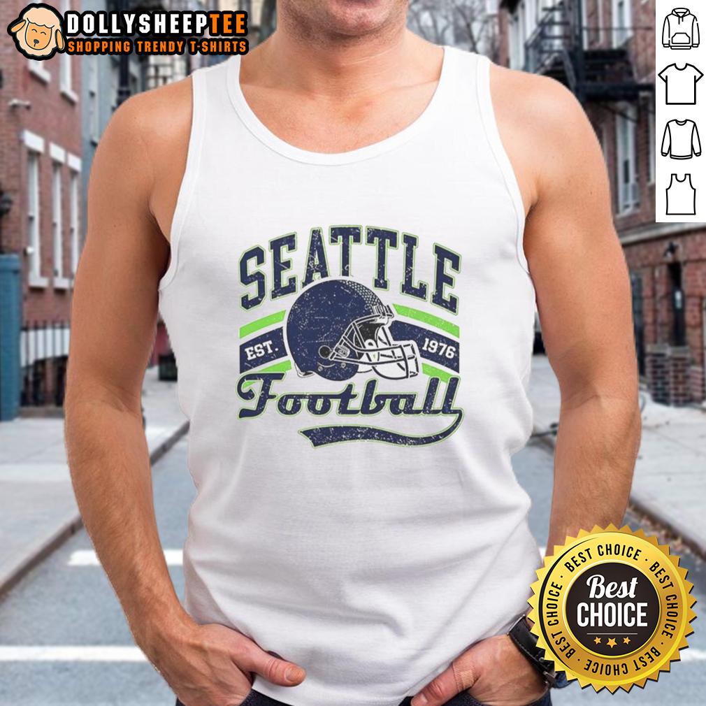 Nice Seattle Seahawks Super Bowl LX Helmet Est 1976 Retro T-Shirt - Image 4