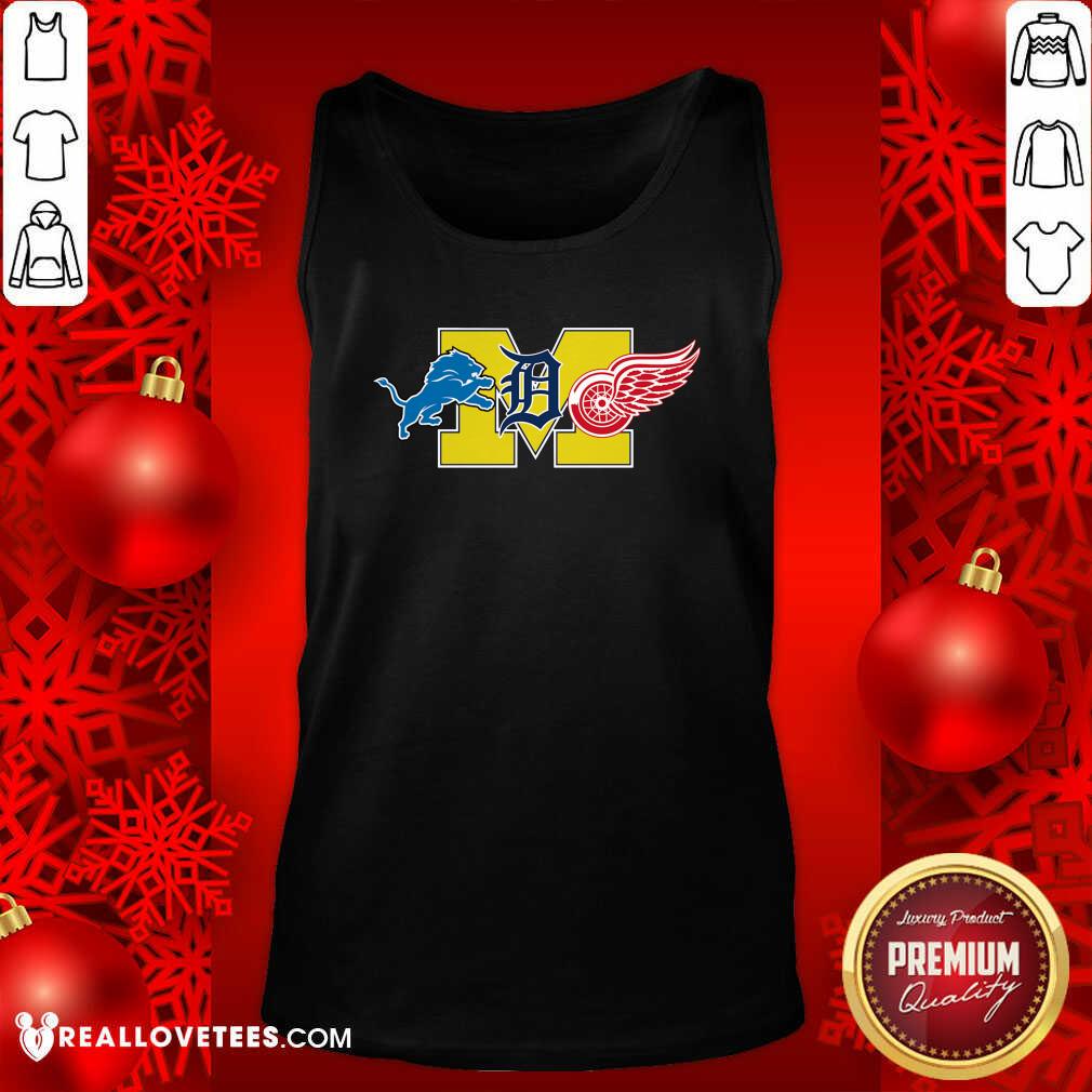 Happy Detroit Lions Detroit Red Wings Danville Blue Devils Shirt - Image 2
