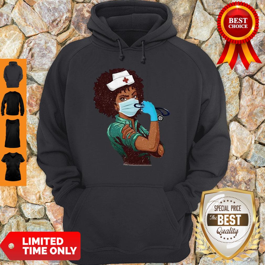 Top Strong Women Black Nurse Shirt - Image 2
