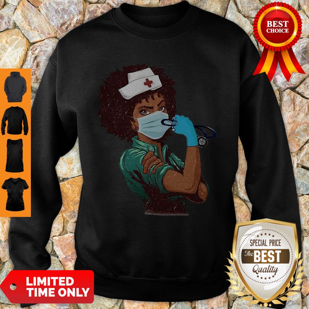 Top Strong Women Black Nurse Shirt - Image 3
