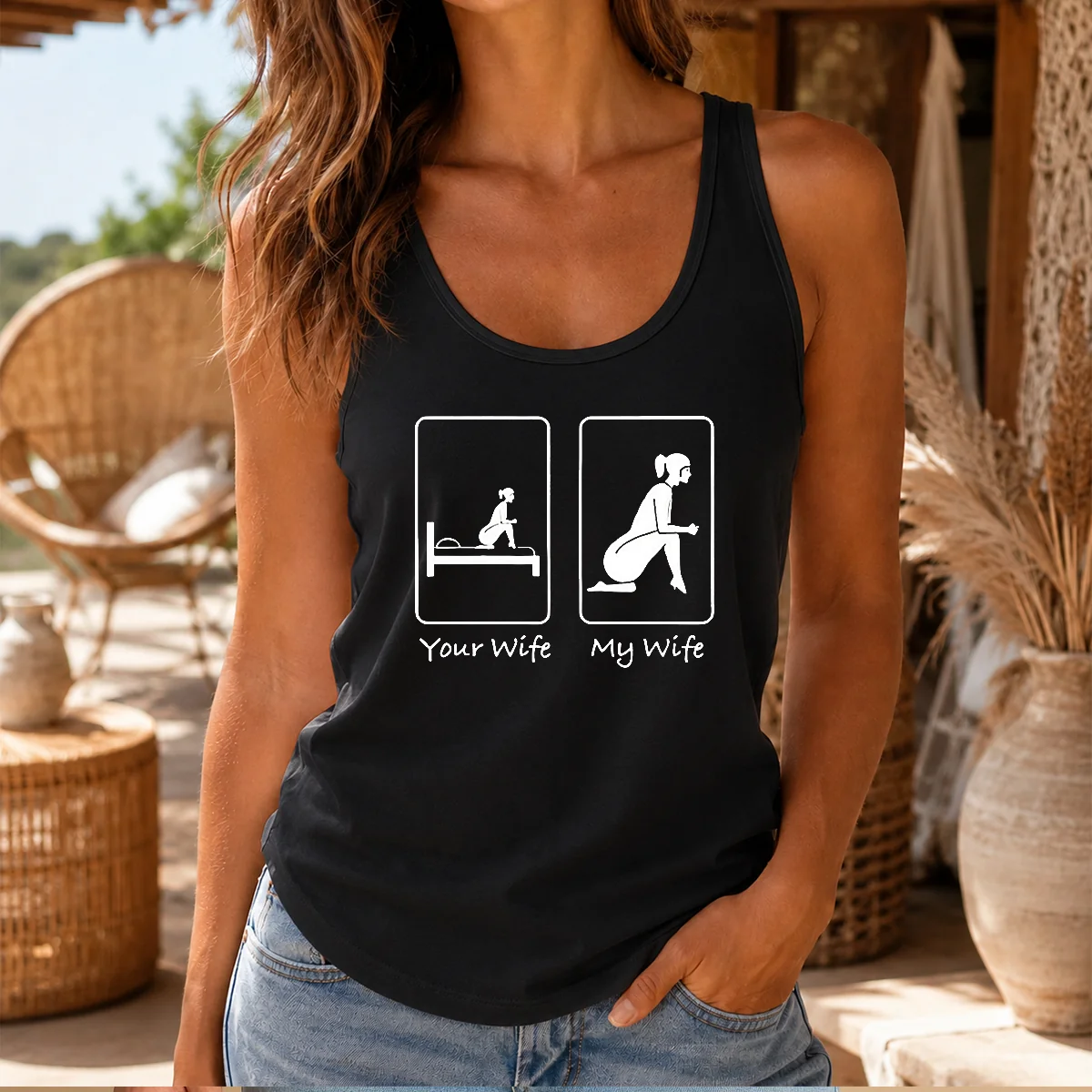 Premium Your Wife Vs My Wife Comparison Humorous Marriage Joke Shirt - Image 3