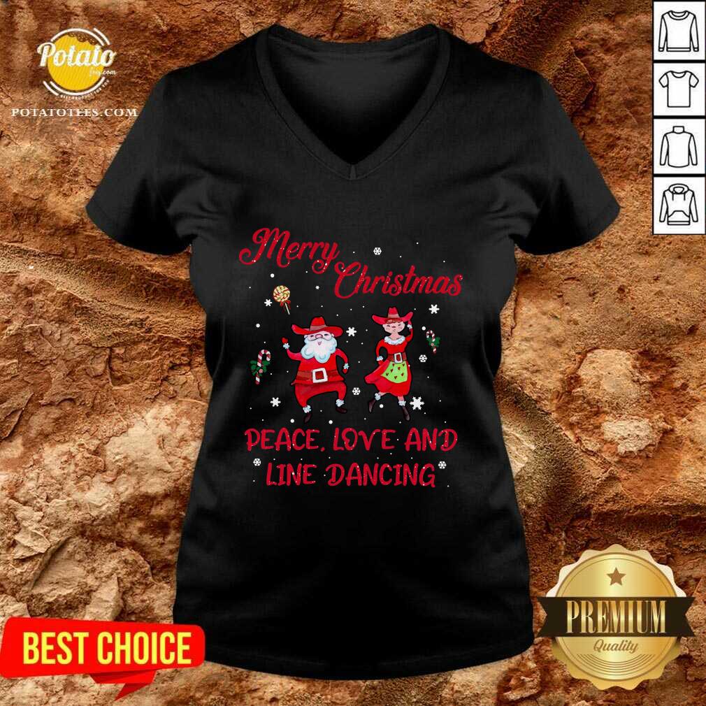 Awesome Merry Christmas Peace Love And Line Dancing Shirt - Image 3