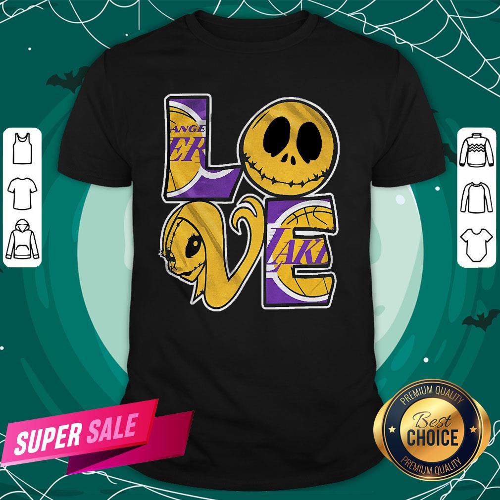 Nice Angel Laker Jack Skellington And Sally Love Shirt
