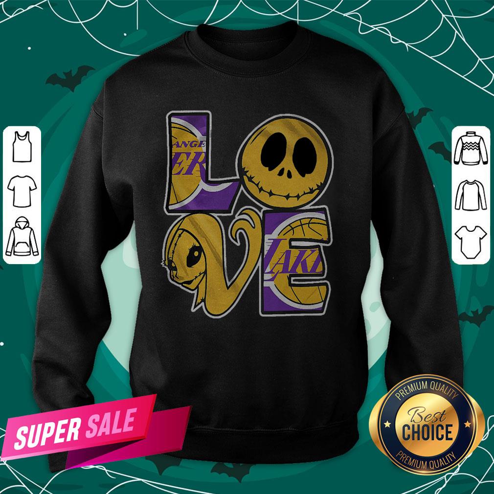 Nice Angel Laker Jack Skellington And Sally Love Shirt - Image 4