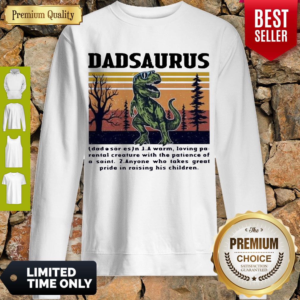 Top Dadasaurus A Warm Loving Retro Navy Dadasaurus Definition Vintage Shirt - Image 4