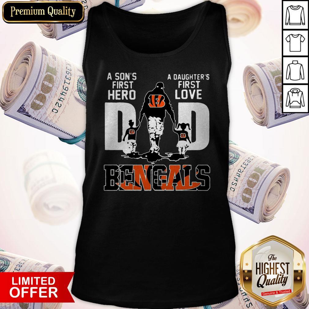 Official Cincinnati Bengals Dad A Son's First Hero A Daughter's First Love Shirt - Image 5