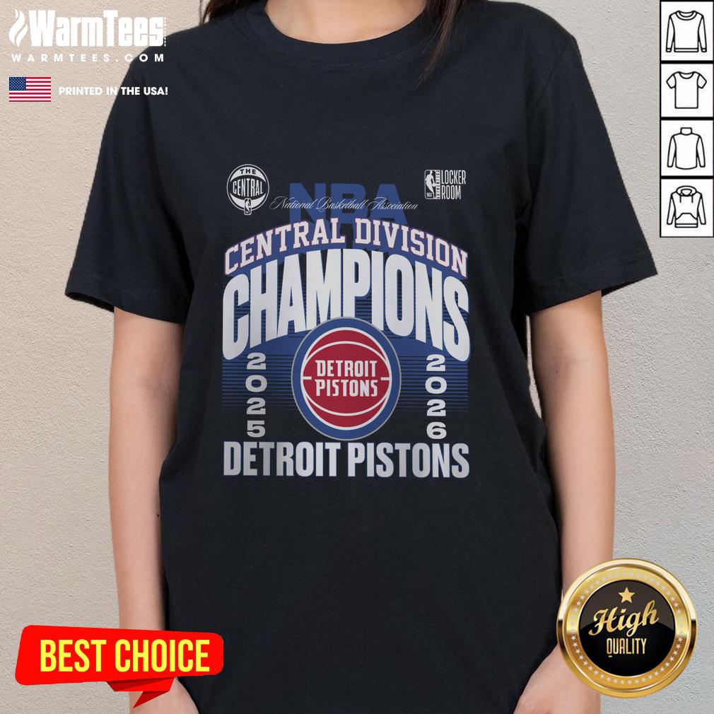 Official Detroit Pistons 2026 Central Division Champions Locker Room T-Shirt - Image 3