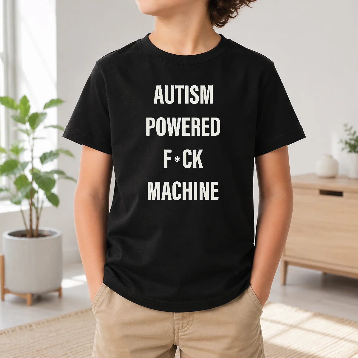 Happy Premium Autism Powered Fck Machine Humor Shirt - Image 9