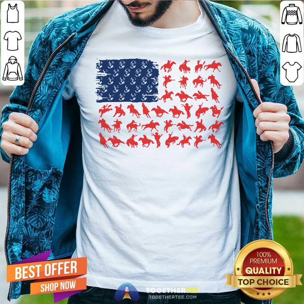 Cowboy And Horse American Flag Shirt