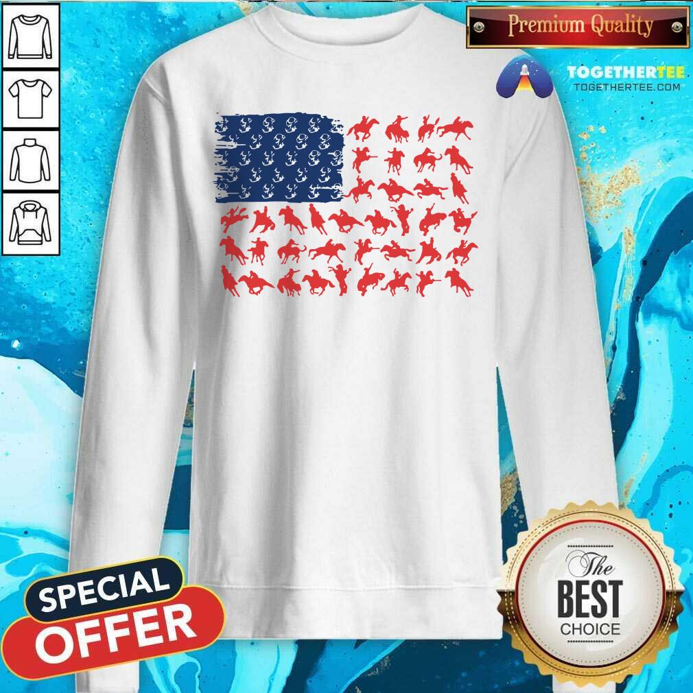 Cowboy And Horse American Flag Shirt - Image 2