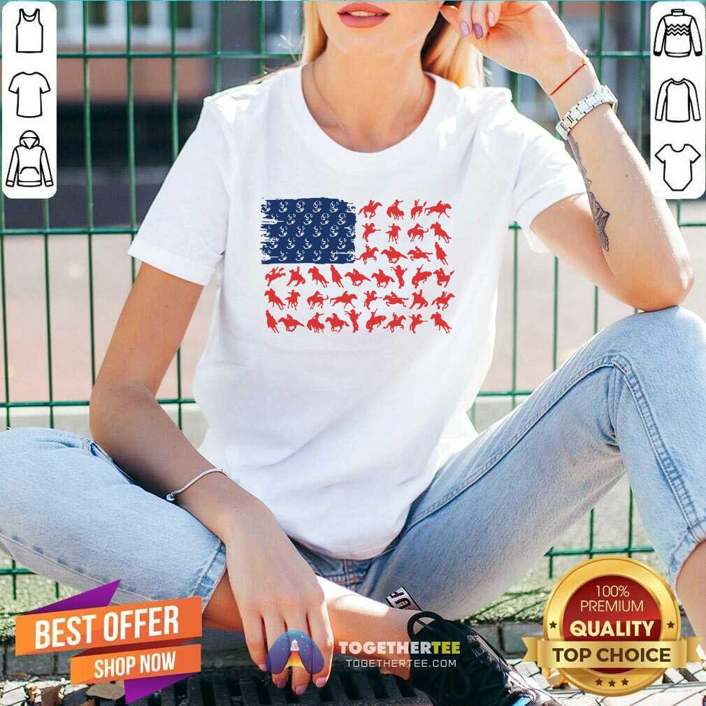 Cowboy And Horse American Flag Shirt - Image 3