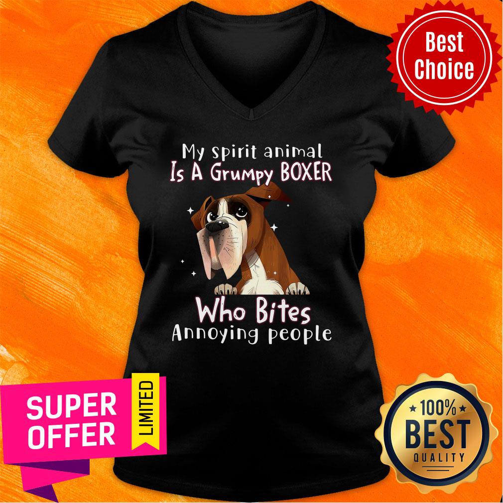 My Spirit Animal Is A Grumpy Boxer Who Bites Annoying People Shirt - Image 2