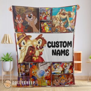Perfect Disney Cartoon Chip And Dale Family Cute Blanket Fleece Customized Blanket