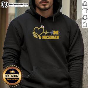 Alternative view of Awesome Michigan Wolverines Nurse Lover Heartbeat Baseball T-Shirt