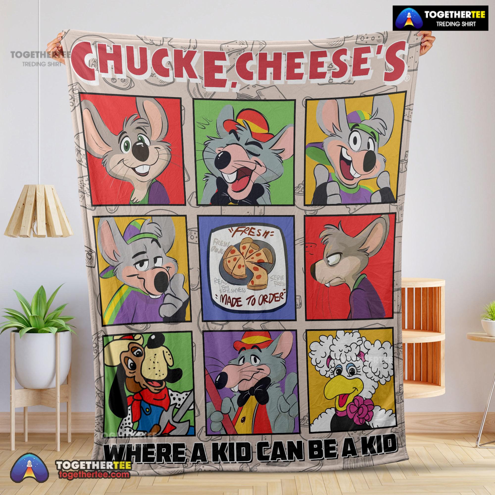 Official Chuck E. Cheese's Where A Kid Can Be A Kid Blanket Fleece