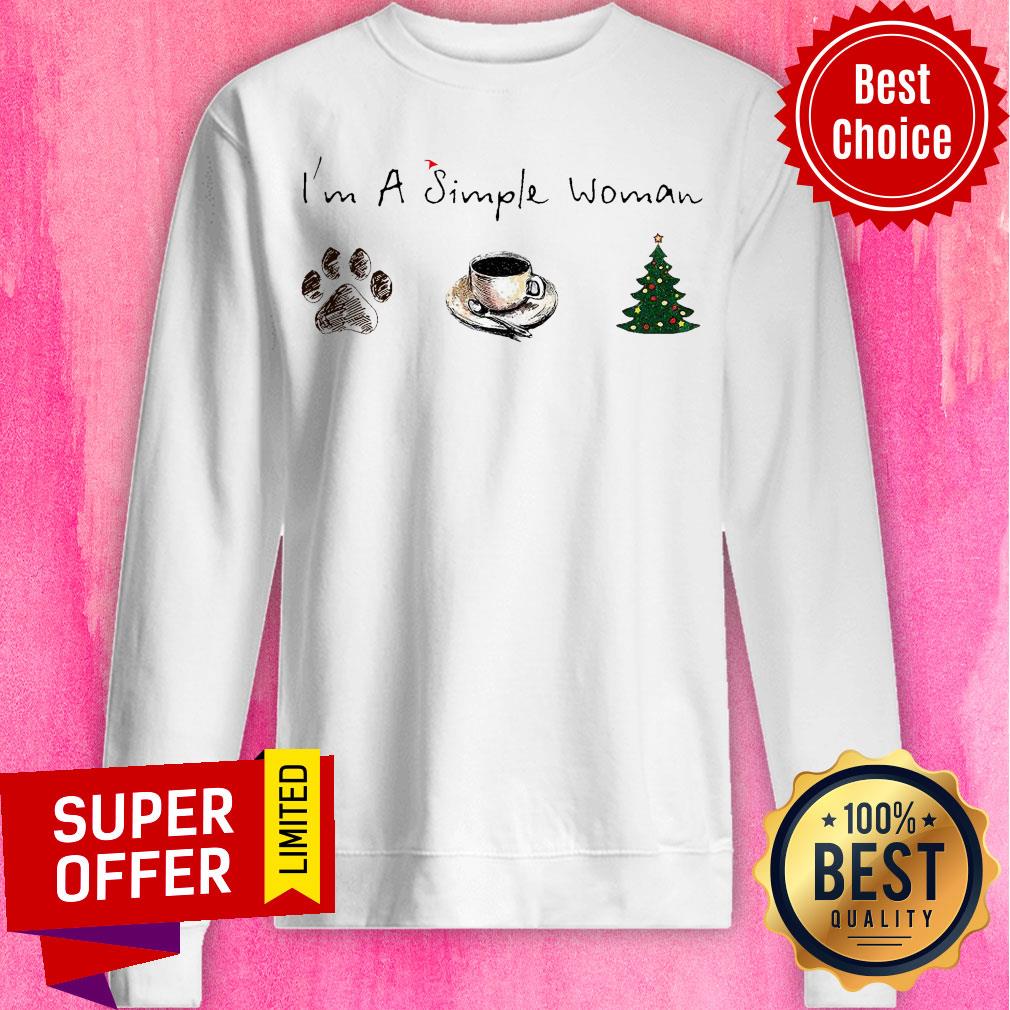 Nice I’m A Simple Woman Dog Paw Coffee And Tree Christmas Shirt - Image 3