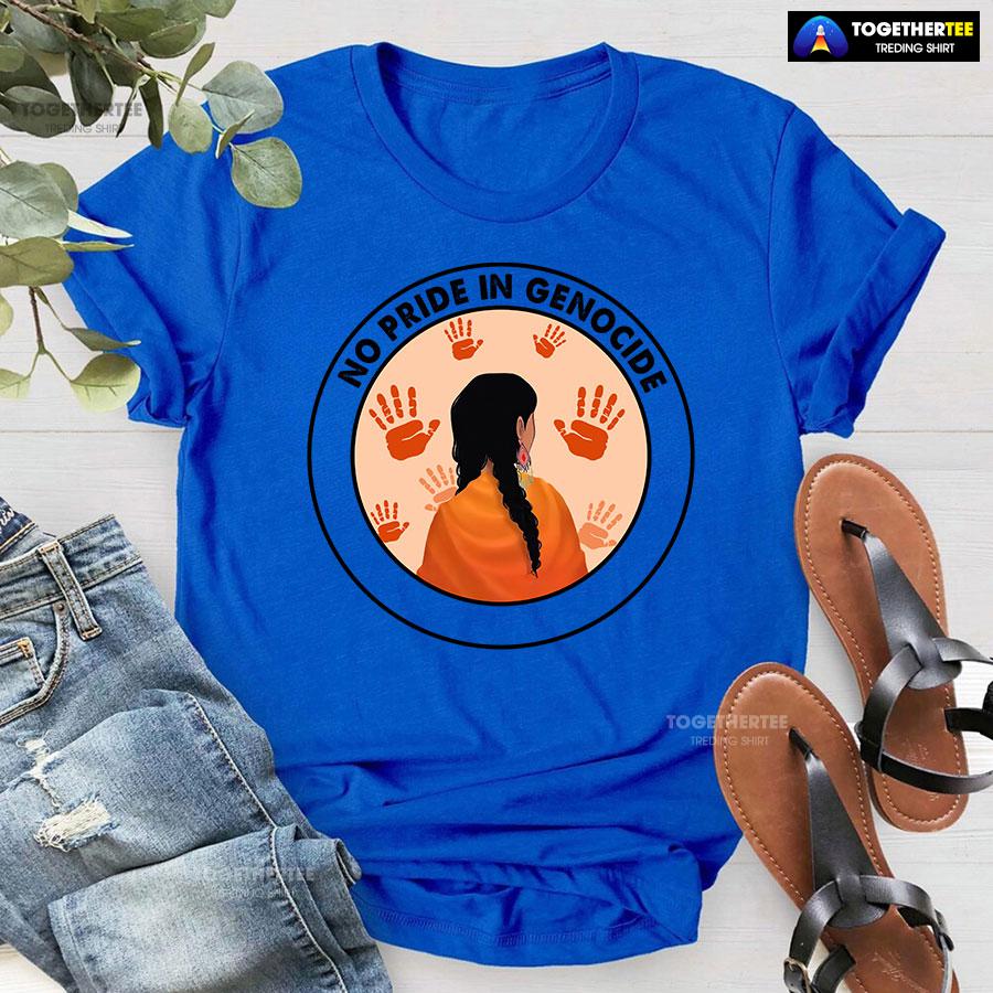No Pride In Genocide Every Child Matters Orange Shirt Day Indigenous T-Shirt - Image 8