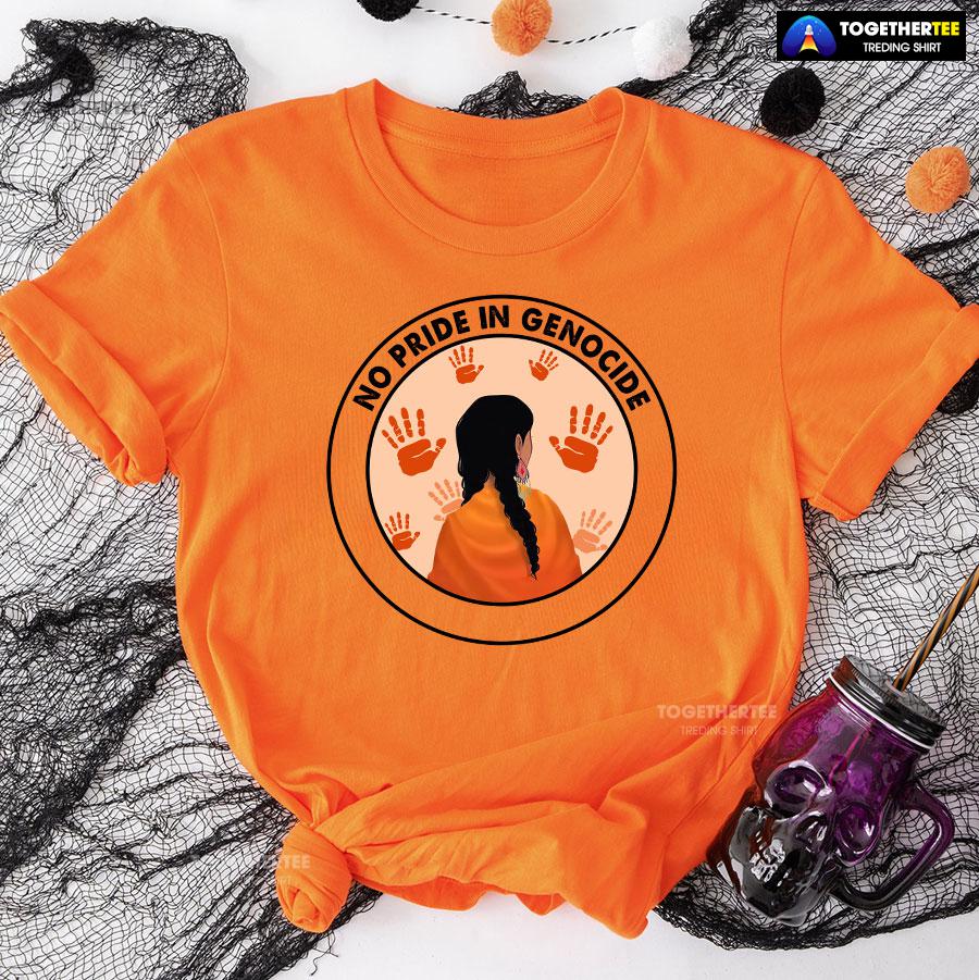 No Pride In Genocide Every Child Matters Orange Shirt Day Indigenous T-Shirt