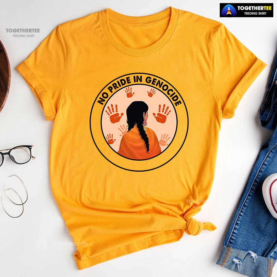 No Pride In Genocide Every Child Matters Orange Shirt Day Indigenous T-Shirt - Image 10