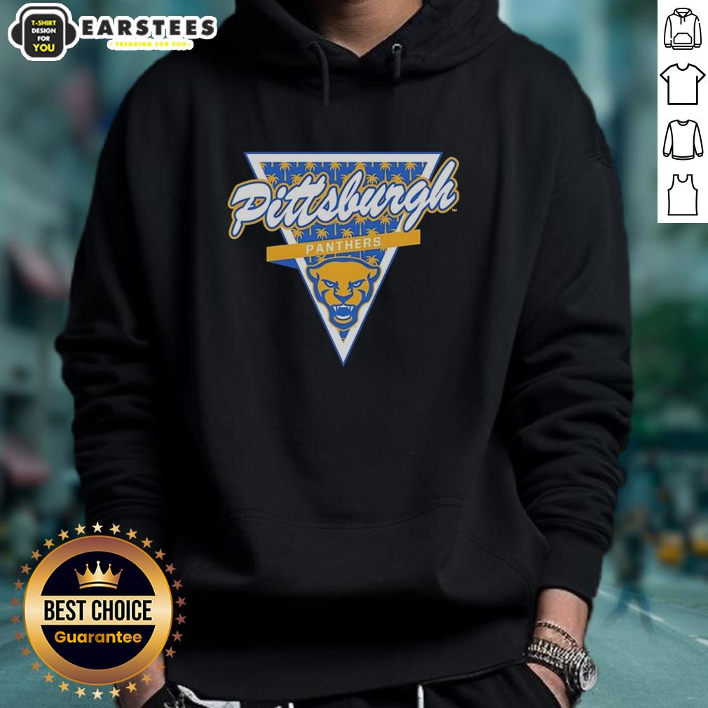 Awesome Pittsburgh Panthers Football Palm Tree Pattern Inside A Triangle Logo T-Shirt - Image 2