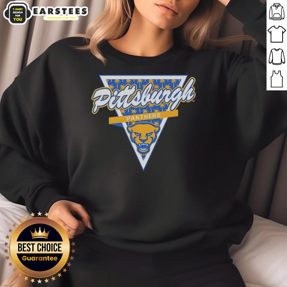 Awesome Pittsburgh Panthers Football Palm Tree Pattern Inside A Triangle Logo T-Shirt - Image 5