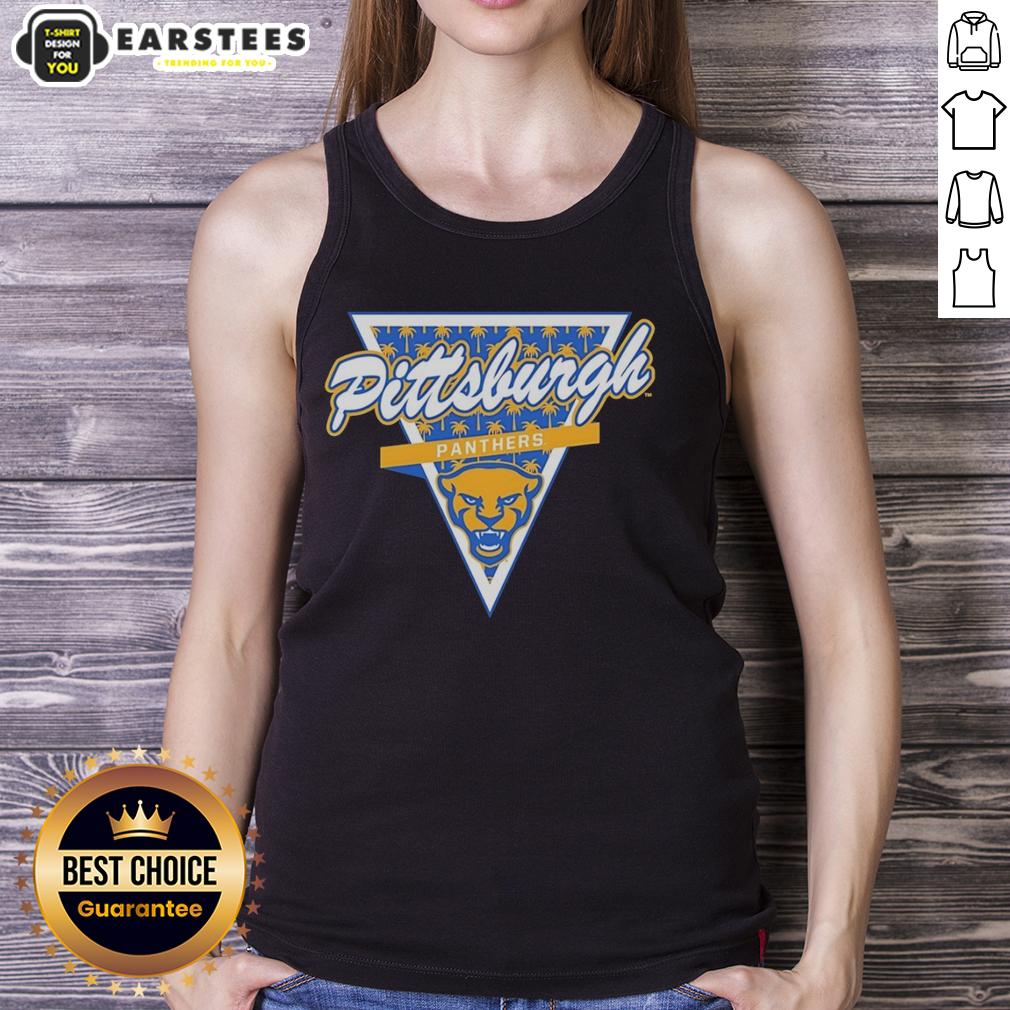 Awesome Pittsburgh Panthers Football Palm Tree Pattern Inside A Triangle Logo T-Shirt - Image 4