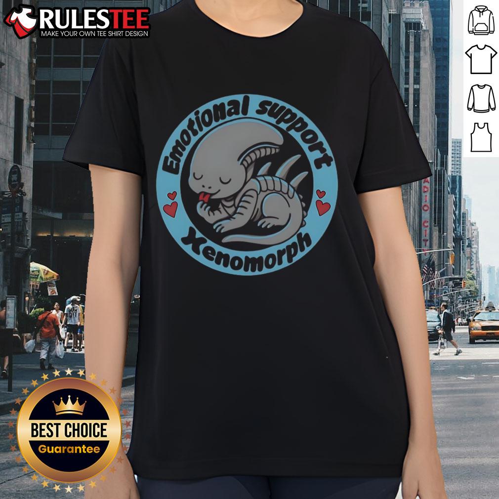 Cute Emotional Support Xenomorph Alien Predator T-Shirt - Image 3