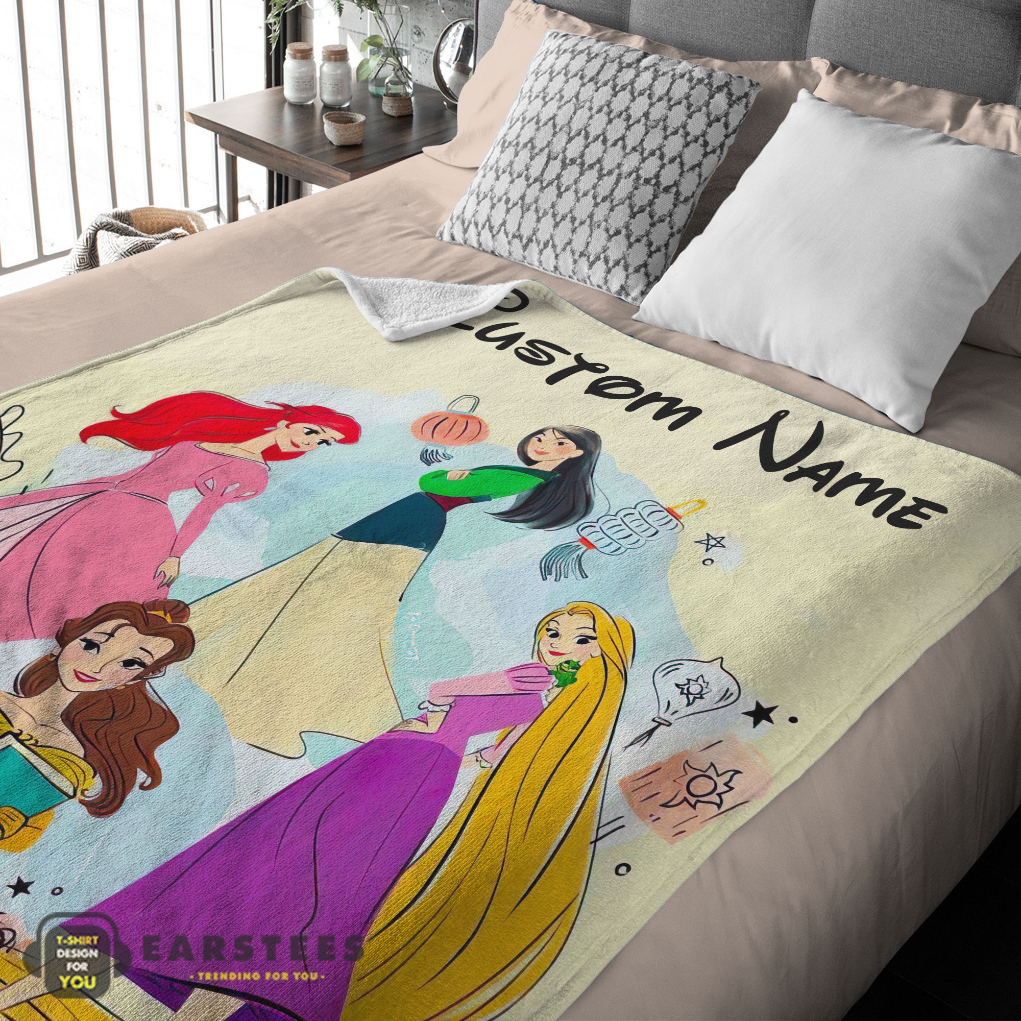 Good Disney Princess Ariel Mulan Rapunzel Belle Princess Blanket Fleece Customized Blanket - Image 2