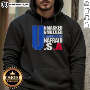 Alternative view of Good Unmasked Unmuzzled Unvaccinated Unafraid America Flag T-Shirt