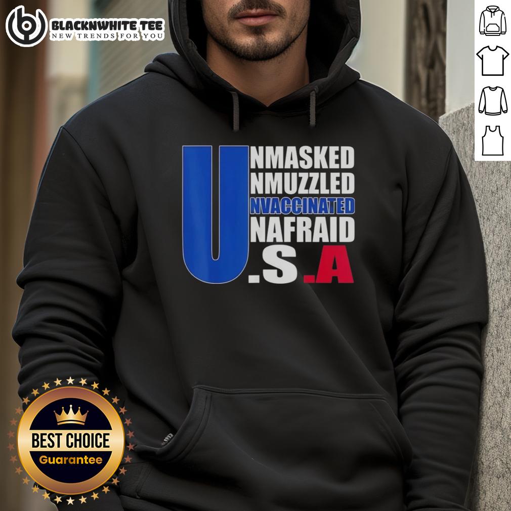 Good Unmasked Unmuzzled Unvaccinated Unafraid America Flag T-Shirt - Image 2