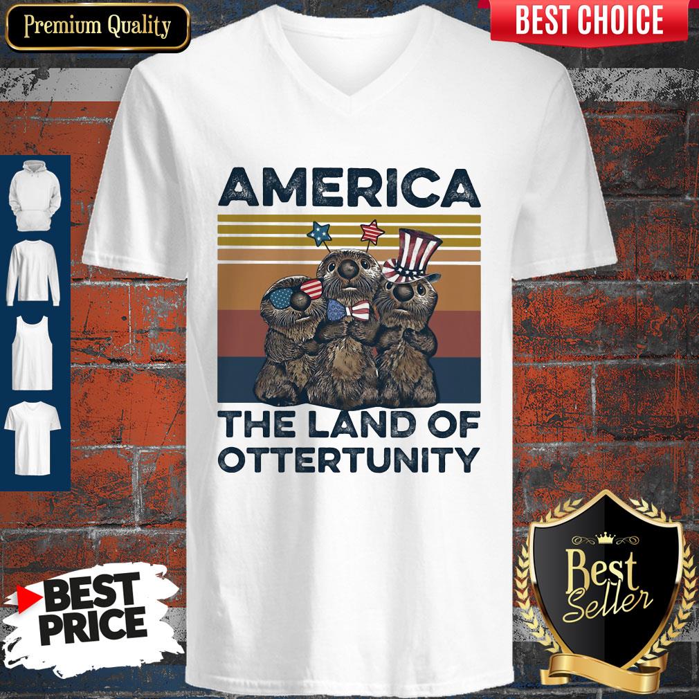 Pretty America The Land Of Otter Unity Independence Day Vintage Shirt - Image 3