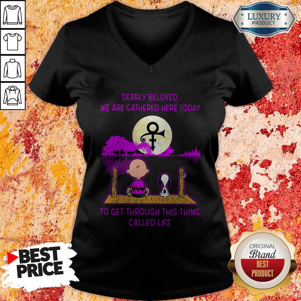 Charlie Brown And Snoopy Dearly Beloved We Are Gathered Here Today To Get Through This Thing Called Life Water Shirt - Image 4