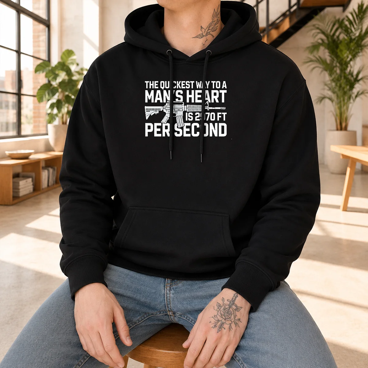 Awesome The Quickest Way To A Man Heart Is 2970 Ft Per Second Ar15 Rifle Firearm Shirt - Image 5