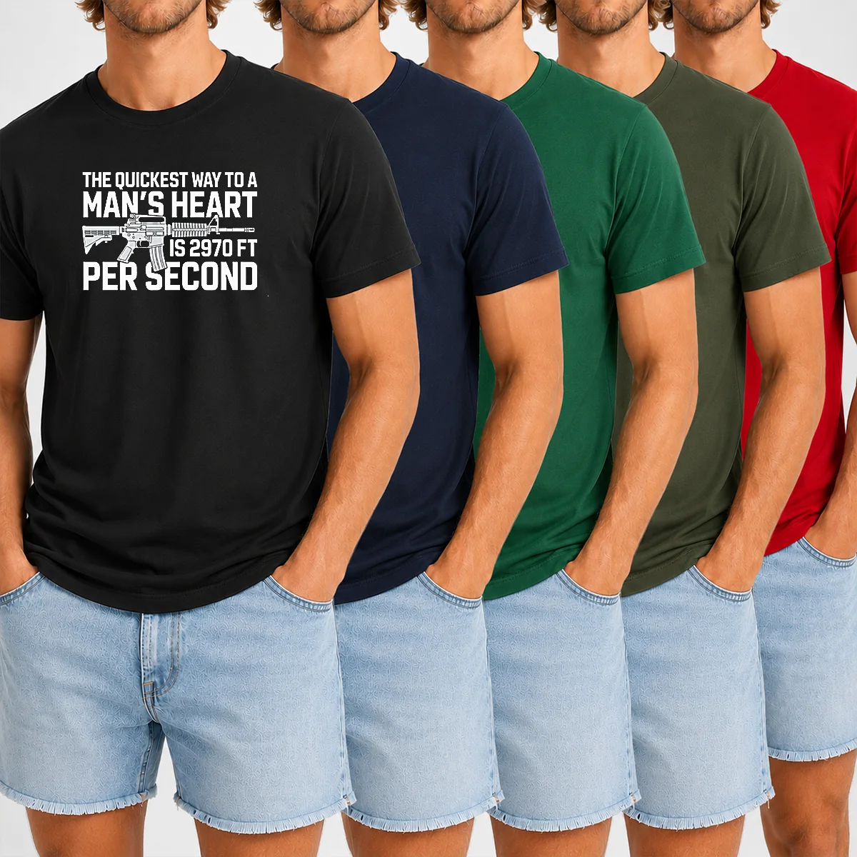 Awesome The Quickest Way To A Man Heart Is 2970 Ft Per Second Ar15 Rifle Firearm Shirt