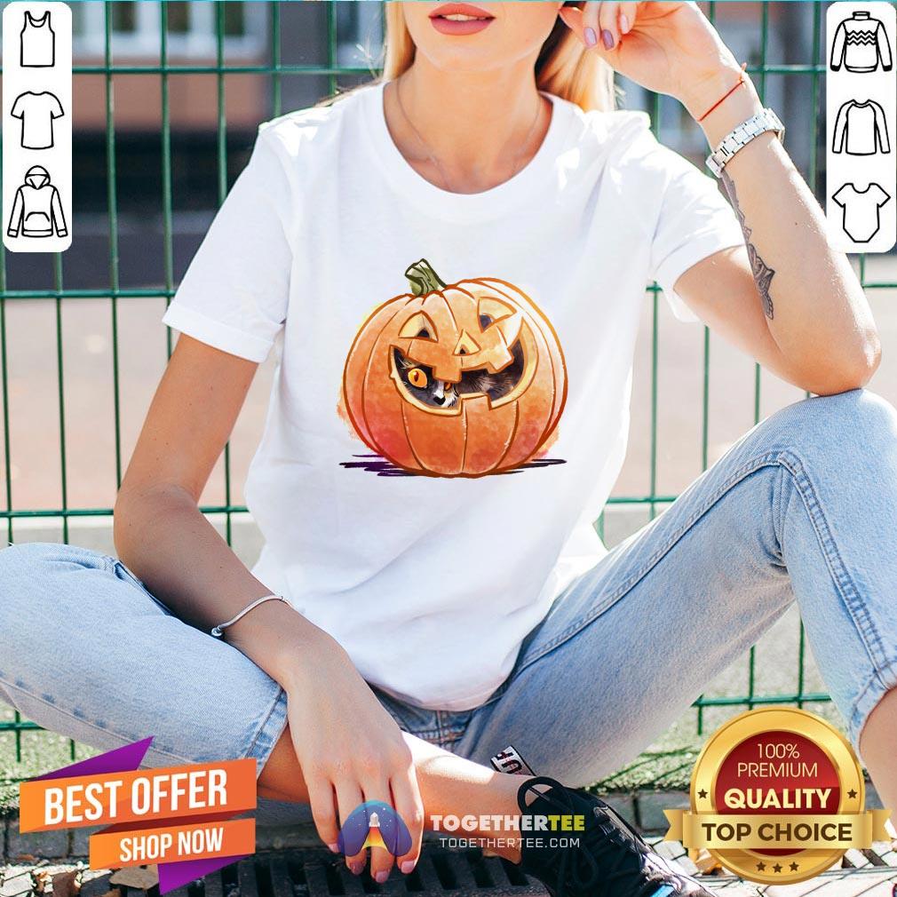Cute Pumpkin Spice Kitty Cat Halloween Shirt - Image 2