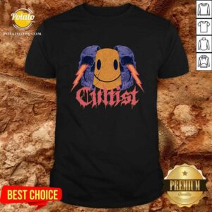 Cultist Shock Smile Emoji In Skull T-shirt