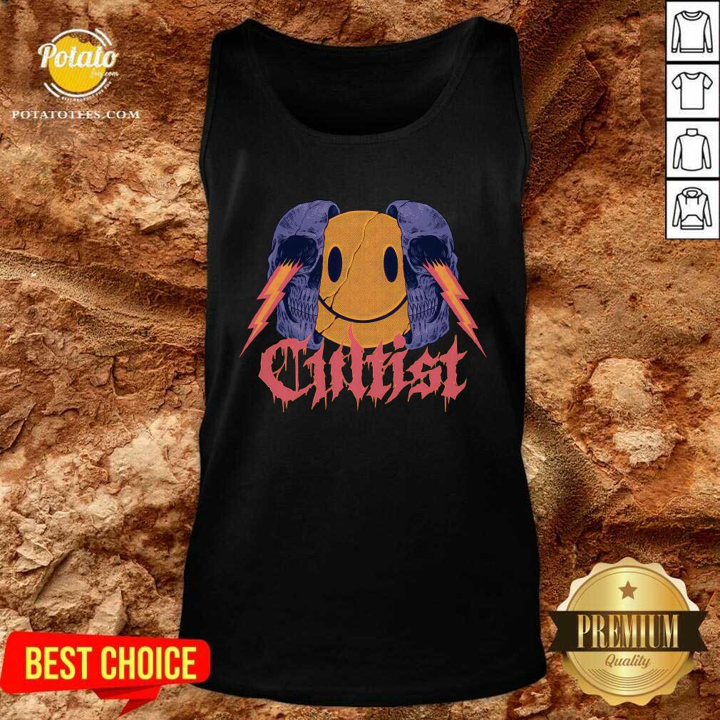 Cultist Shock Smile Emoji In Skull T-shirt - Image 3