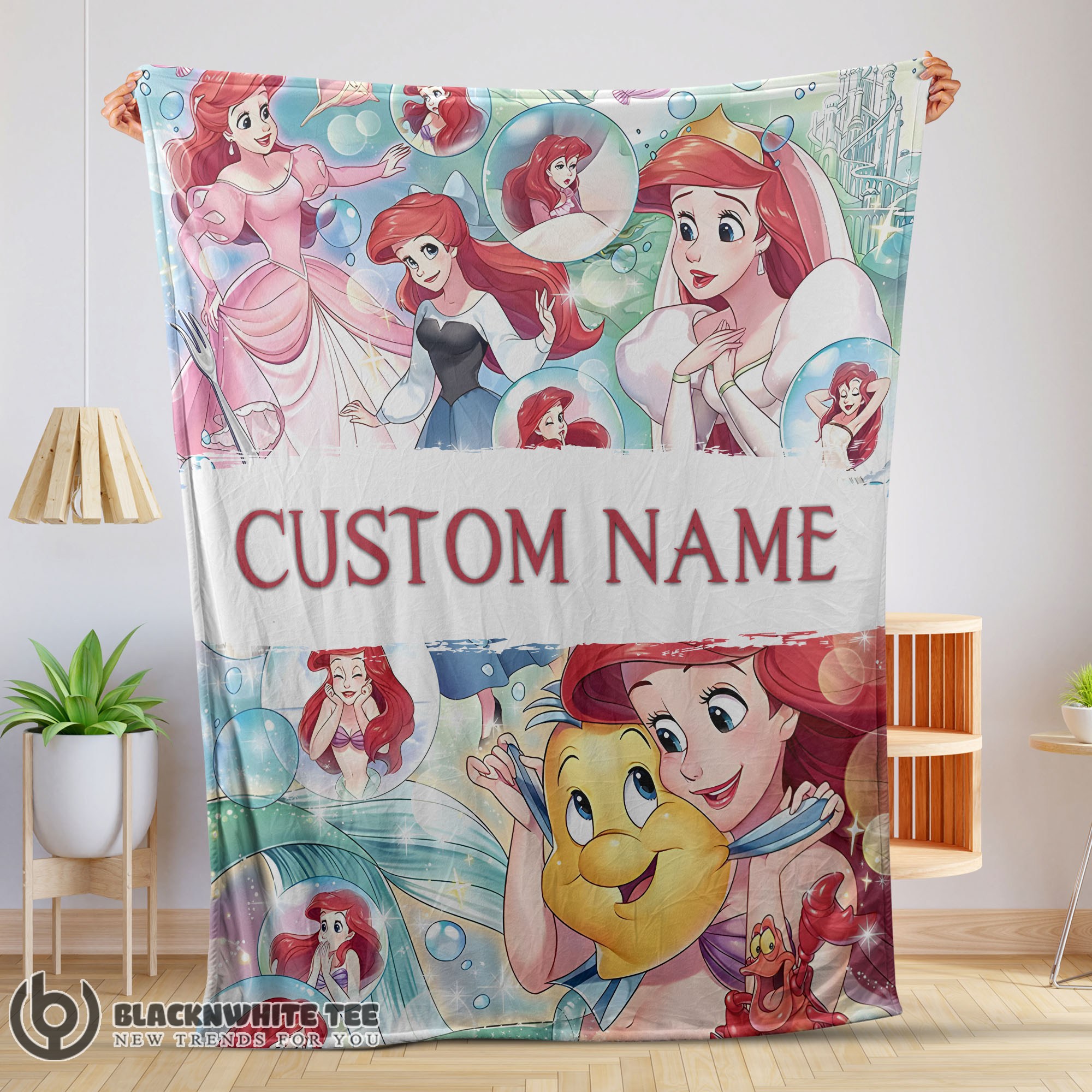 Official Premium The Little Mermaid Blanket Ariel Princess Fleece Family Princess Customized Blanket