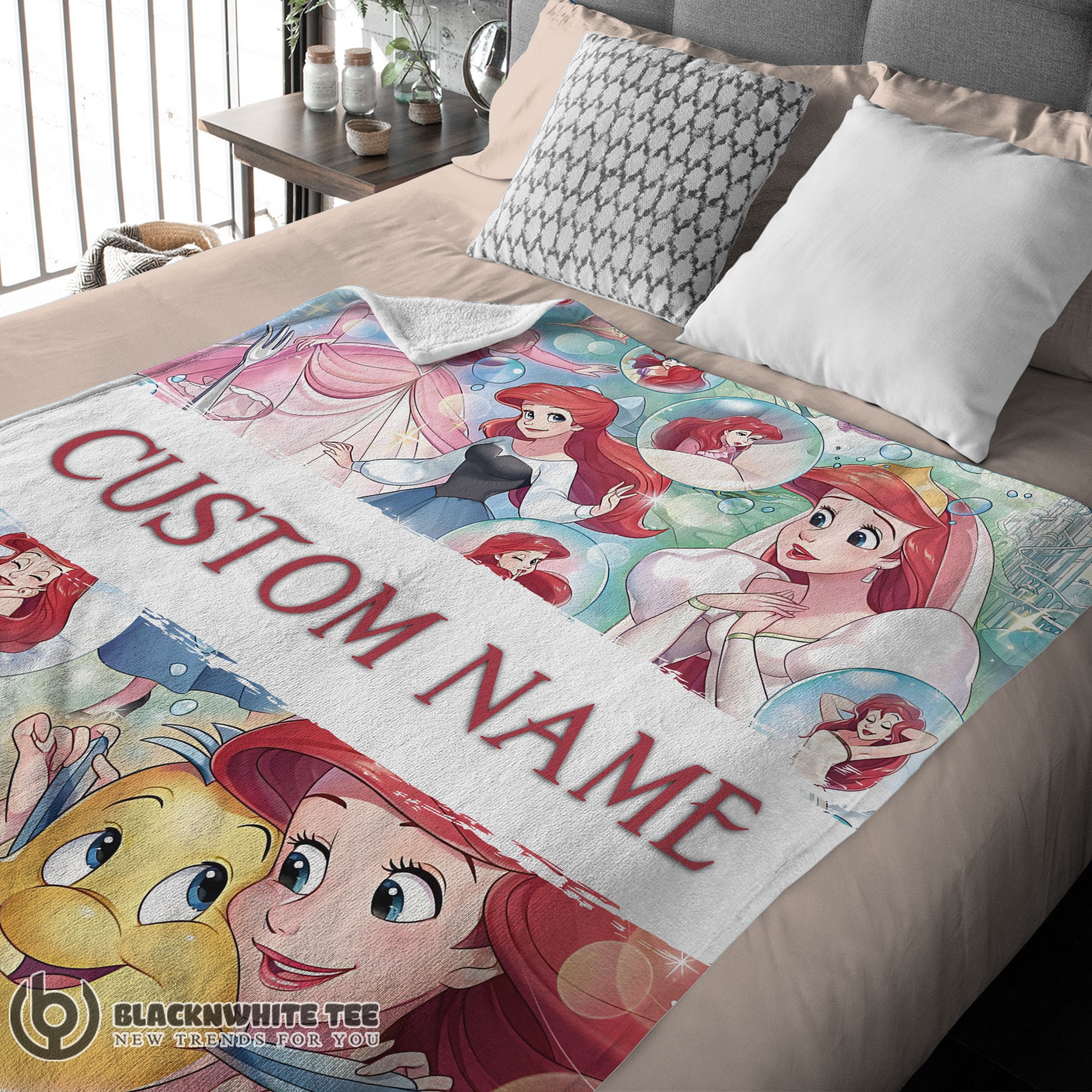 Official Premium The Little Mermaid Blanket Ariel Princess Fleece Family Princess Customized Blanket - Image 3