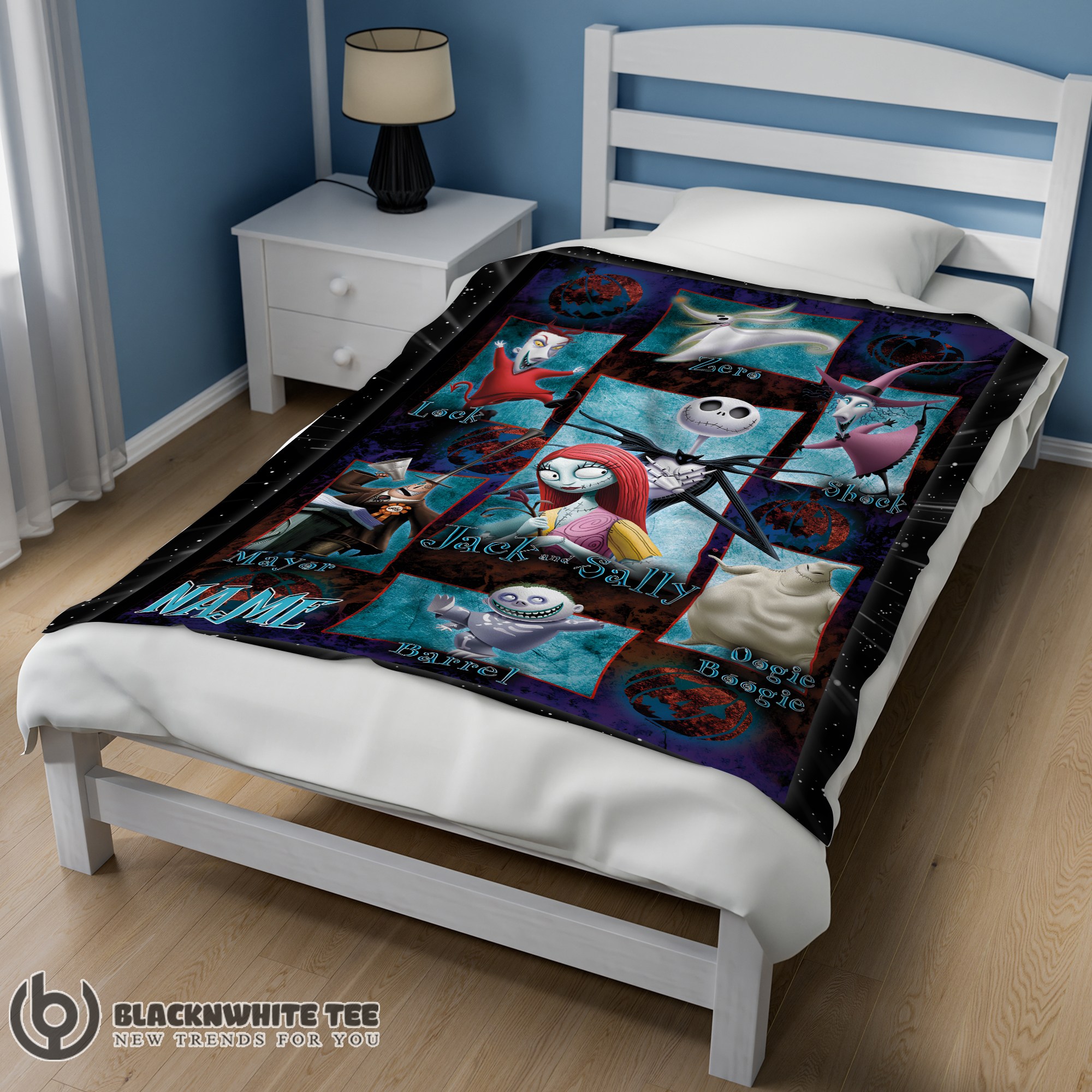 Official Premium The Nightmare Before Christmas Jack Skellington Family Halloween Customized Blanket - Image 2