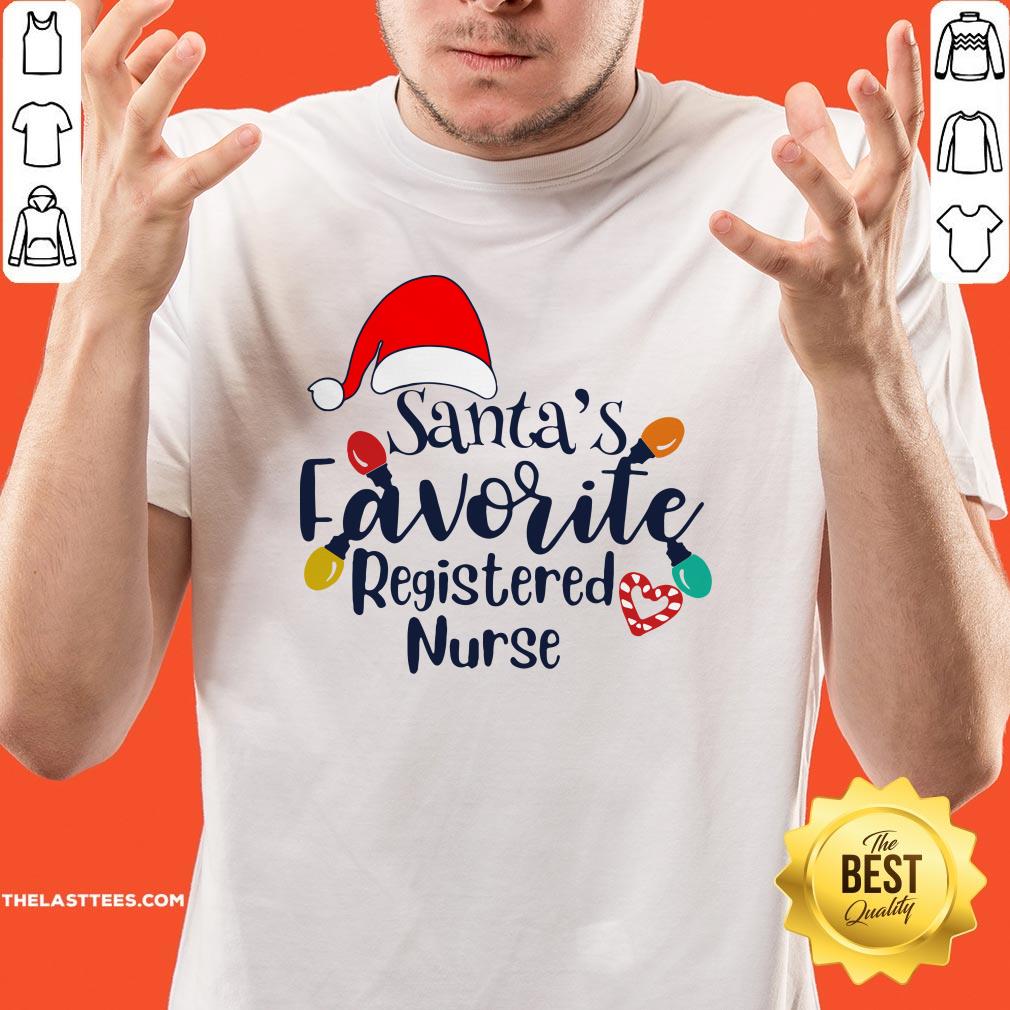 Cute Santa’s Favorite Registered Nurse Christmas Shirt