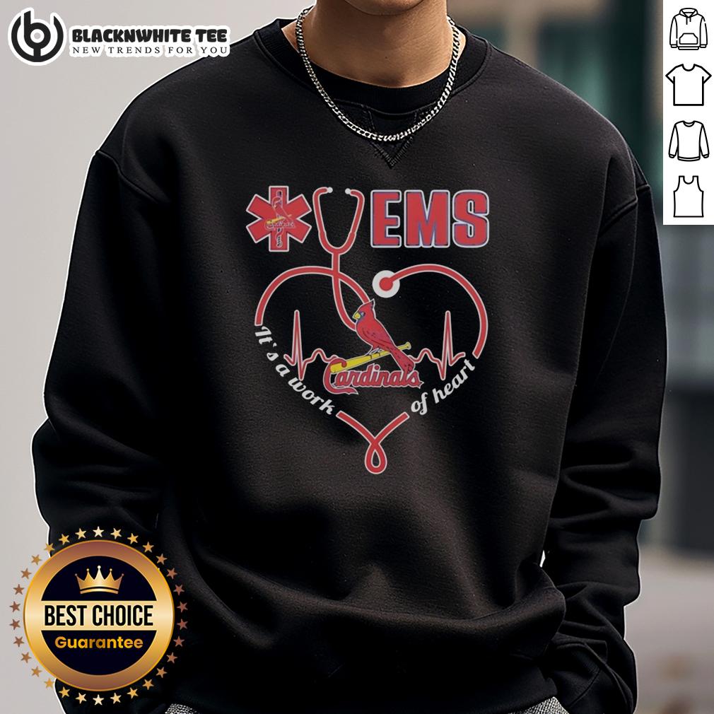 Awesome St Louis Cardinals Ems Nurse It's A Work Of Heart Stethoscope Shaped Heart T-Shirt - Image 5
