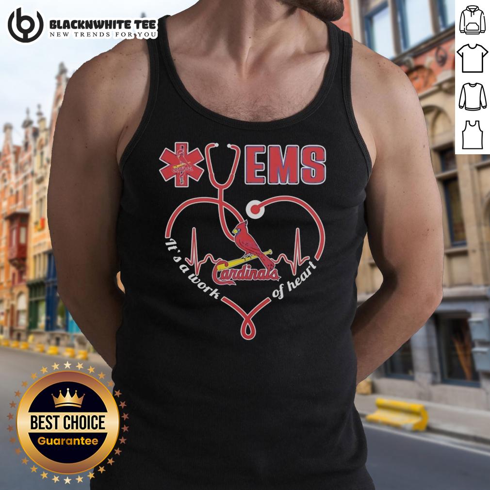 Awesome St Louis Cardinals Ems Nurse It's A Work Of Heart Stethoscope Shaped Heart T-Shirt - Image 4