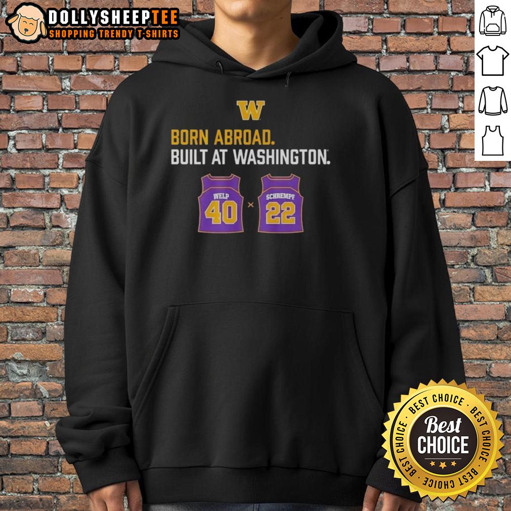Awesome Washington Huskies Born Abroad Built At Washington Schrempf-Welp Duo Jersey T-Shirt - Image 2