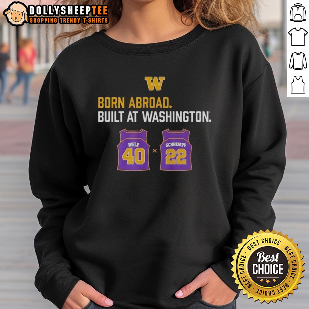 Awesome Washington Huskies Born Abroad Built At Washington Schrempf-Welp Duo Jersey T-Shirt - Image 5